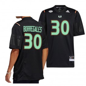 2022 Miami Nights Andres Borregales Miami Hurricanes #30 Black Premier Strategy Jersey Men's College Football