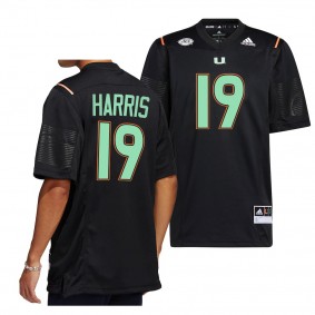 2022 Miami Nights Jaden Harris Miami Hurricanes #19 Black Premier Strategy Jersey Men's College Football