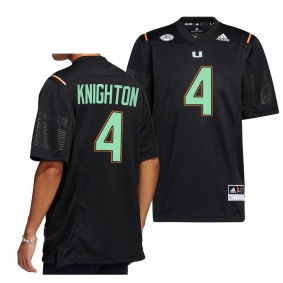 2022 Miami Nights Jaylan Knighton Miami Hurricanes #4 Black Premier Strategy Jersey Men's College Football