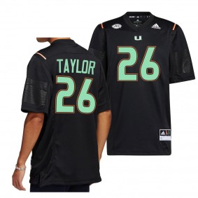 2022 Miami Nights Sean Taylor Miami Hurricanes #26 Black Premier Strategy Jersey Men's College Football